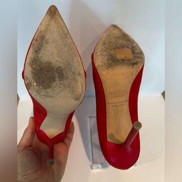 Red suede Malone booties. Perfect accessory for fall and party season. - Picture 8 of 8